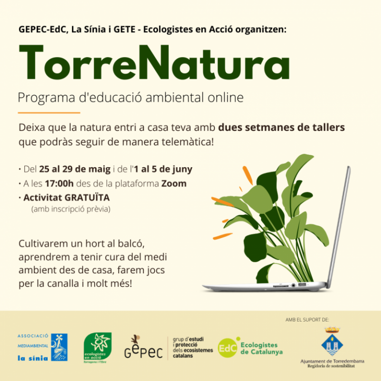 GEPEC-EdC i altres entitats organitzen el programa de tallers online TorreNatura a Torredembarra