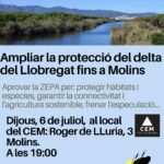 Acte per demanar la protecció efectiva del delta del Llobregat al Centre Excursionista de Molins.